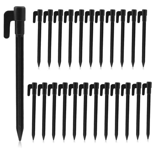Moicstiy 24 Pack Plastic Tent Stakes, 5.7 Inch Black Durable Garden Landscape Stakes Tent Spikes for Camping, Gardening, Outdoor Beach