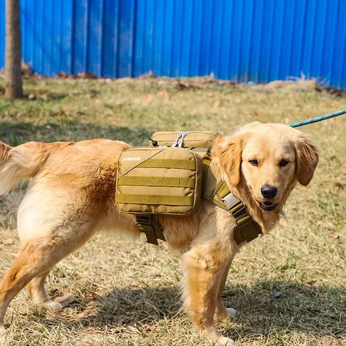 GooCare x Jumahe Dog Hiking Backpacks, for 85-125 lbs Large-Giant Dogs, Dog Hiking Back Pack, 5 Adjustable Buckles, Large Capacity 2 Spacious Side Bags, Breathable Waterproof Fabric (Khaqi)