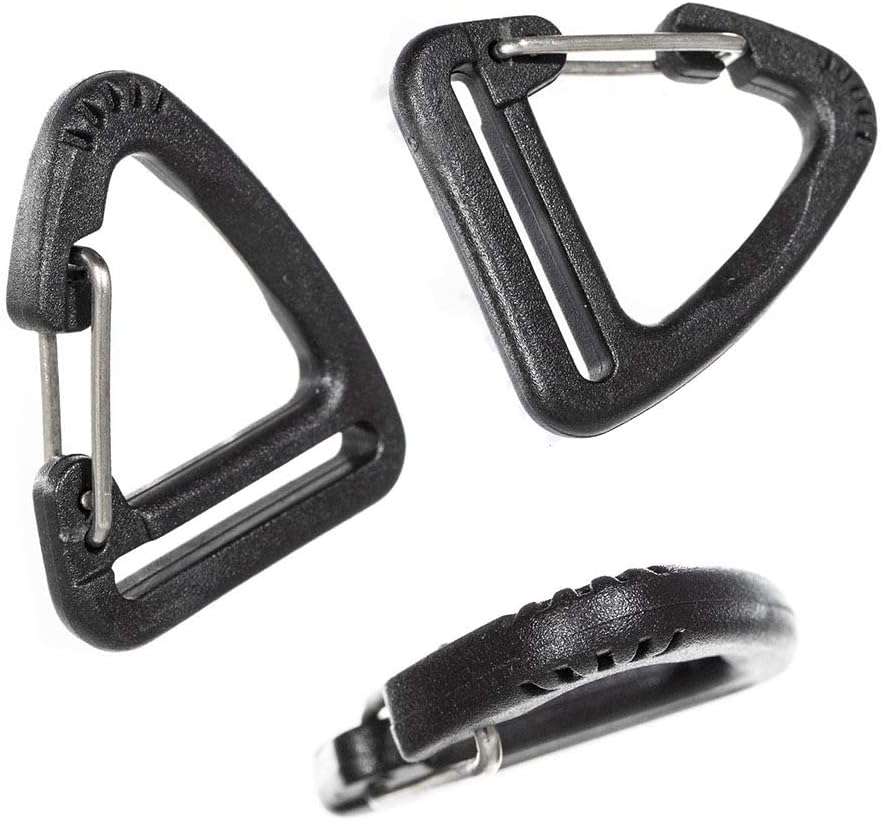 Paracord Planet Triangle Carabiners – 1 Inch Black Plastic Clips – Available in 5, 10, and 20 Piece Packs