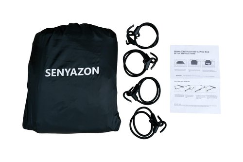 SENYAZON Truck Bed Cargo Bag, Waterproof Pickup Bed Storage, Vehicle Soft-Shell Cargo Carriers, 26 Cubic Feet (51''x40''x22'') Heavy Duty Cargo Bag with 4 Adjustable Bungee Cords