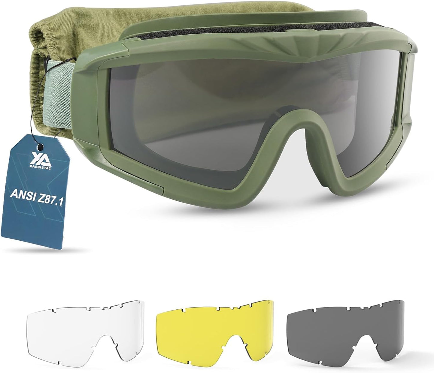 xaegistac Airsoft Goggles Tactical Safety Goggles Anti Fog Glasses Hunting Cycling