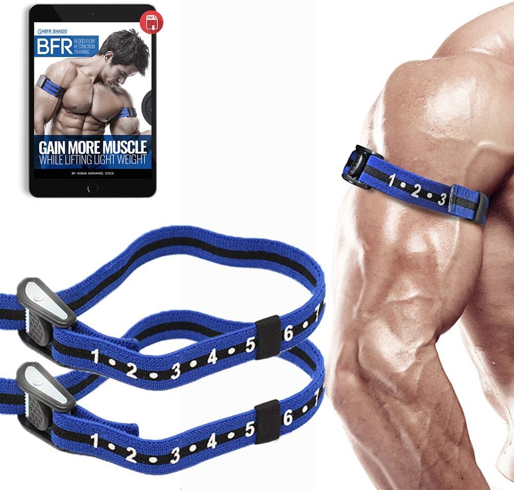 Occlusion Training Bands by BFR BANDS PRO Slim Model, 2 Pack, Blood Flow Restriction Bands with 1" Width - Comfort Wrapped Metal Buckle, Extra Thick Elastic, Multiple Patents Pending