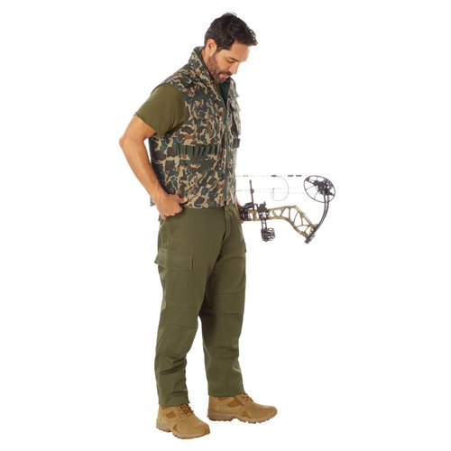 Rothco X Bear Archery Fred Bear Camo Ranger Vest – Tactical Vest with 10 Utility Pockets - Small
