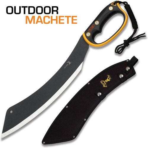 Elk Ridge 20.5" Fixed Blade Machete - Black Stainless Steel, Orange Handle, Nylon Sheath for Camping & Survival - ER-280