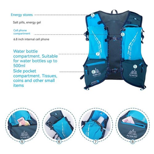 BlueField Large Hydration Pack Backpack 18L Running Multifunctional Hiking Backpacks Climbing Hydration Daypack Lightweight for Women and Men (Black,ML)