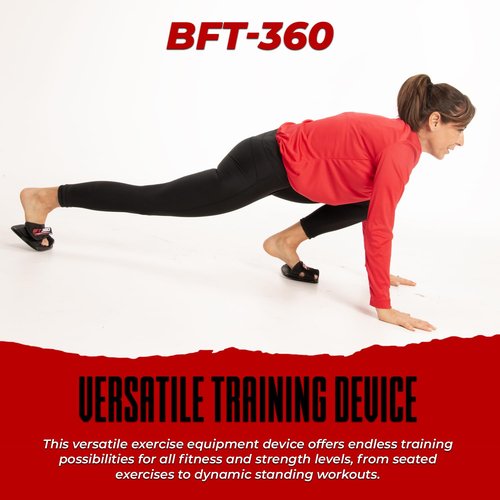 BFT 360 Barefoot Trainer Exercise Device - Balance Pods for Plantar Fasciitis and Ankle Sprains - One Large and One Small Balance Pod - 3 Mini Resistance Bands with Progressive Resistance - Black