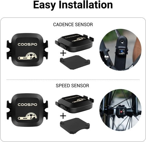COOSPO Cadence & Speed Sensor for Cycling, Wireless Bluetooth & ANT+ Bike RPM Sensor for Cycling Computers, Compatible with IP67 / Rouvy / Zwift / Peloton / Wahoo / CooSporide
