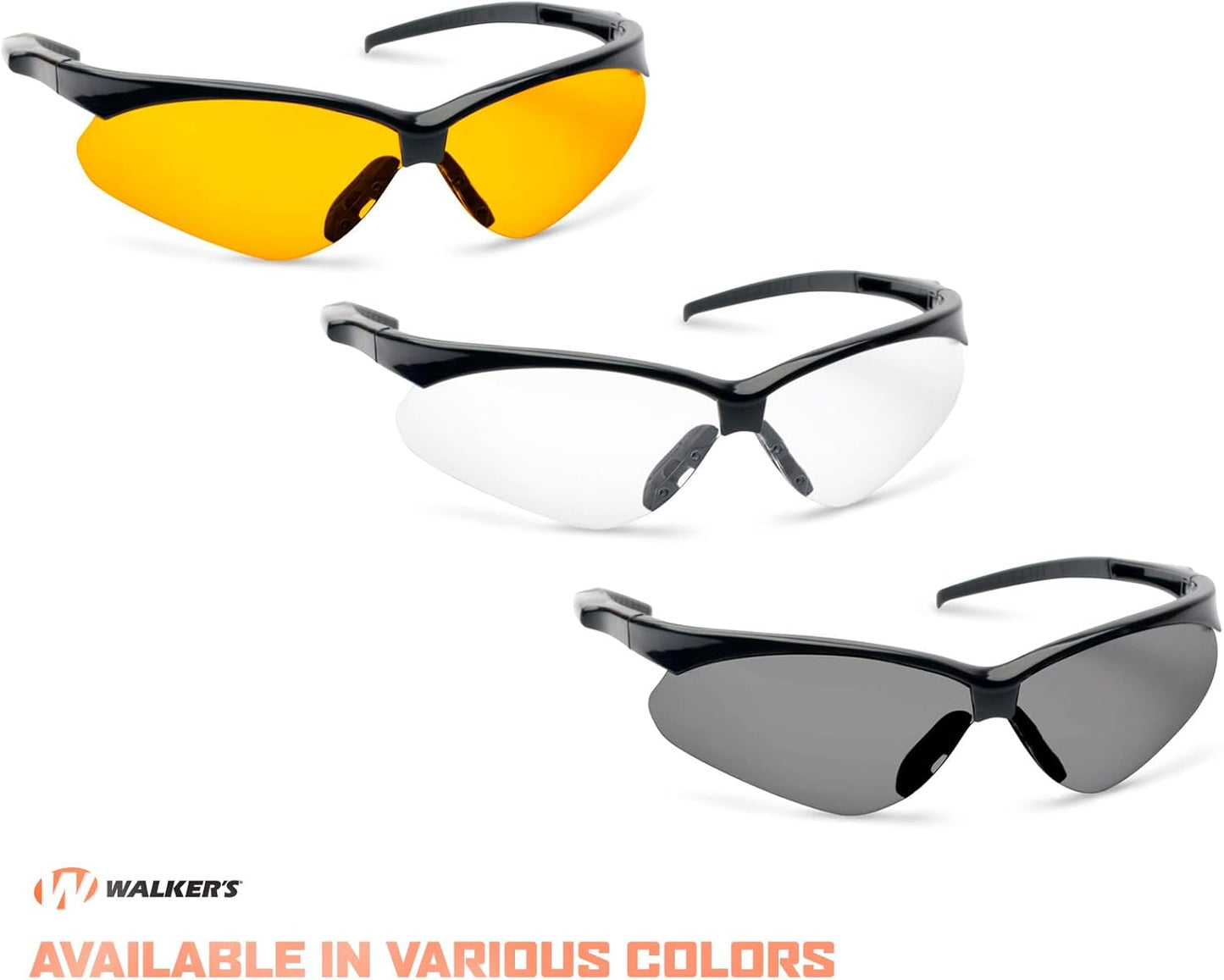 Walker's Crosshair Sport Shooting Glasses - Lightweight Impact-Resistant Lenses Soft Non-Slip UV Protection Hunting Range