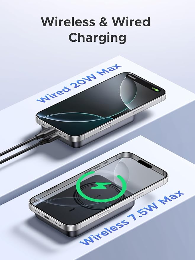 UGREEN Magnetic Power Bank,10,000mAh Wireless Portable Charger, PD 20W Fast Charging Battery Pack with USB-C for Magsafe, iPhone 16/16 Pro/15/15 Plus/15 Pro/15 Pro Max, iPhone14/13/12 Series