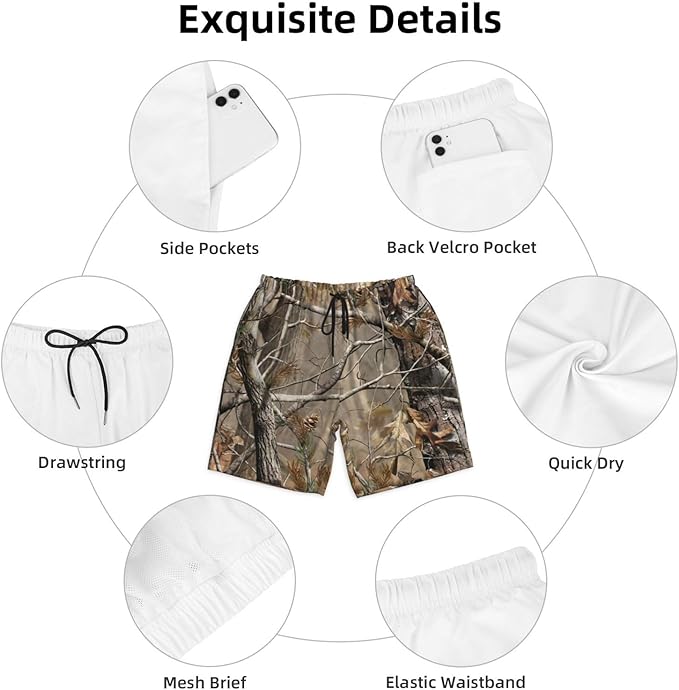 Mens Swim Trunks with Mesh Lining,Quick Dry Swimsuit Board Shorts Beach Pants Swimwear Bathing Suits