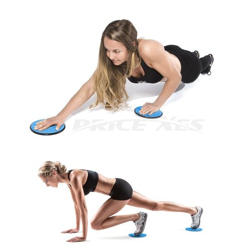 2 x Dual Sided Gliding Discs Exercise Sliders Core Sliders Fitness Ultimate Trainer Gym Home Abdominal & Total Full Body Workout Equipment on ALL surfaces Slide & Glide Exercises (Black, Circle)