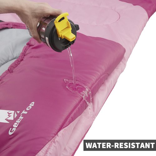 GEERTOP Backpacking Sleeping Bag for Camping, Lightweight Sleeping Bags for Adults Kids Summer Warm Cold Weather Hiking Travel, (Blossom Pink, 86.5'' x 29.5'')