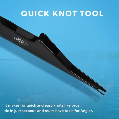 SF 2 in 1 Fishing Line Knot Tyer Quick Knot Tying Tool with Steel Cord Zinger Retractor Fly Fishing Anglers Tool Fly Fishing Angler Accessories Black