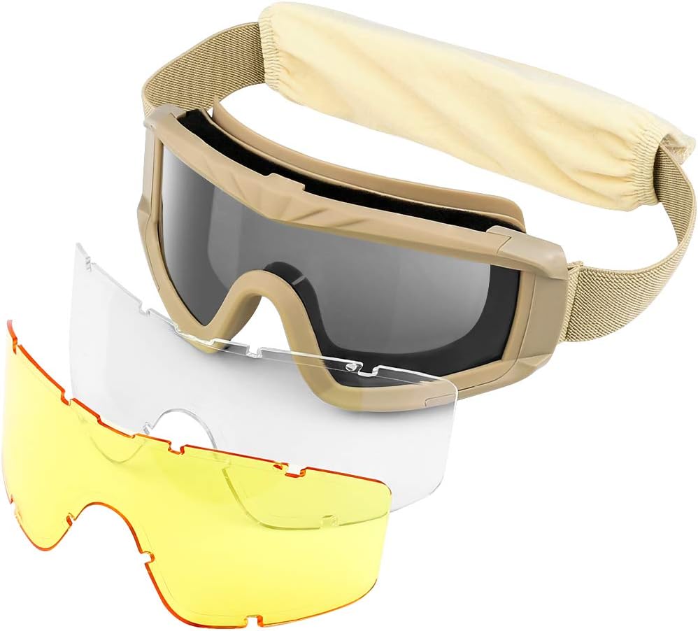 xaegistac Airsoft Goggles Tactical Safety Goggles Anti Fog Glasses Hunting Cycling