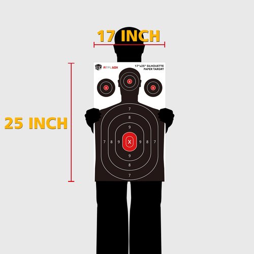 Atflbox Silhouette Paper Target for The Range, 17X25 inch Target Paper for Indoor and Outdoor Use, Suitable for Handguns, Pistols, Rifles, Airguns, Pellet Gun, BB Guns(25 Pack)