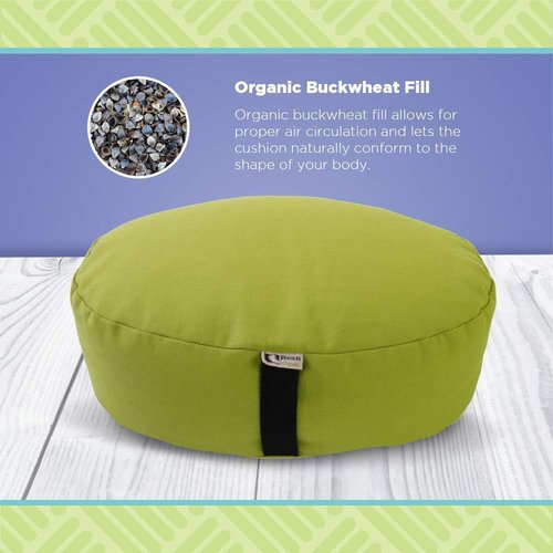 BEAN PRODUCTS Zafu Meditation Pillows for Sitting on Floor, Yoga Cushion, Cotton/Buckwheat fill Yoga Pillow, Zafu Meditation Cushion, Zen Kneeling Prayer Pad- MADE IN USA - 14"x18" Oval - ORCHID