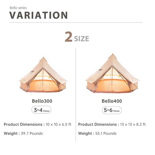 S'More Canvas Family Camping Tent - 4-5 Person, 4 Season Glamping Tent with Stove Jack and Windproof, Weather Resistant Bell