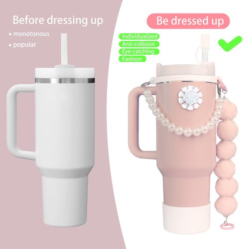 Accessory sets suitable for Stanley Cups contains a water bottle handle strap silicone straw cover silicone cup boot pendant accessory accessories