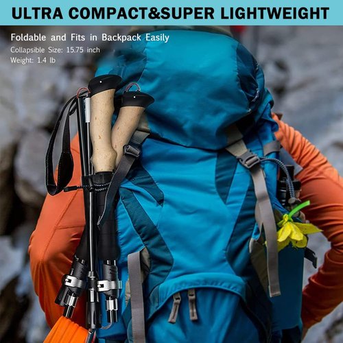 YIEUS Foldable and Retractable Trekking Pole - Lightweight, Adjustable Hiking Stick for Outdoor Enthusiasts, Backpackers, and Seniors - Durable Aluminum Alloy, Ergonomic Grip, All-Terrain Support