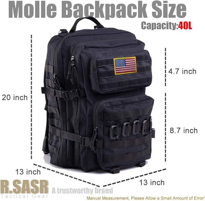 Military Tactical Backpack 45L Large Tactical Backpack for Men, Hiking Rucksack With Bottle Holder