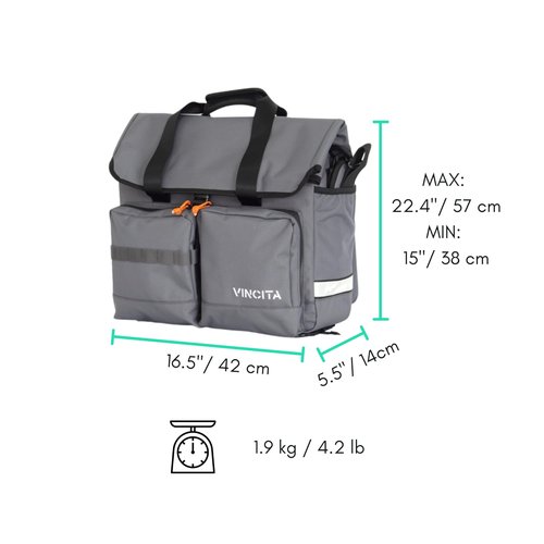 Vincita Voyage Atlas Bag for Brompton Folding Bicycle - With Removable Front Carrier Frame For Brompton Folding Bicycle, Rain Cover And Should Straps - Brompton Bike Accessories For Rider