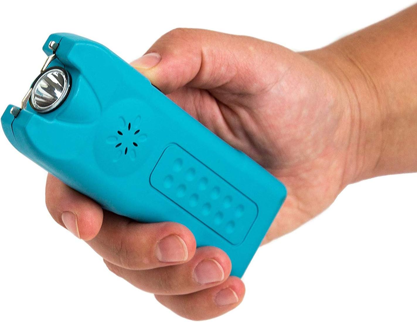 POLICE Stun Gun for Self Defense 628 – High Voltage Mini Rechargeable with LED Flashlight & Siren Alarm – Compact & Heavy Duty – Personal Security for Women & Men – Blue