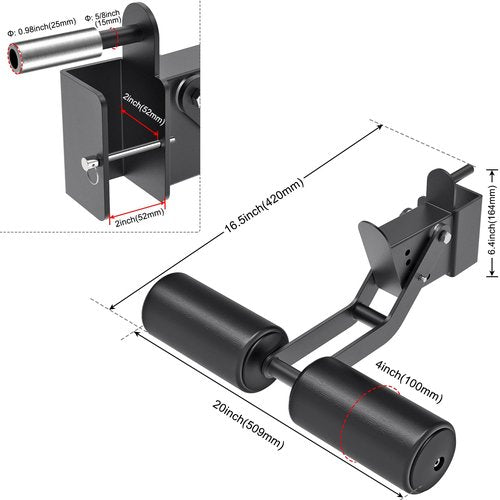 Kipika Nordic Hamstring Curl Squat Rack Attachment for 2" x 2" Power Rack with 5/8" or 1" Hole - Adjustable Leg Hold Down Attachment with Premium Leather Surface - for Ultimate Home Gym Experience