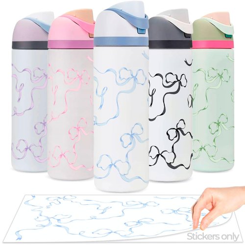 Kaitiaki Bows Stickers for Custom Owala Accessories - Cute Tumbler Decals, Fits 24oz Urban Outfitters Owala Bottles (Ocean Breeze Bow, Blue)