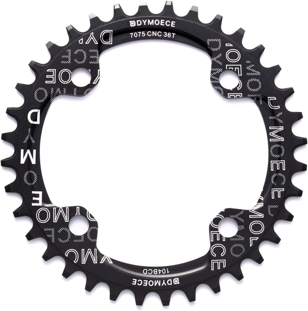 Narrow Wide Bike Single Chainring 104BCD 32T 34T 36T 38T for 9 10 11 Speed Round,Black/Red-Compatible with Most of Shimano and Sram Cranksets