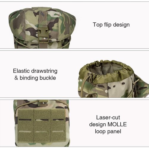 IDOGEAR OUTDOOR Tactical Molle Dump Pouch Drawstring Magazine Recycling Pouch Universal Bag Multi-Purpose Utility Pouch(camo)
