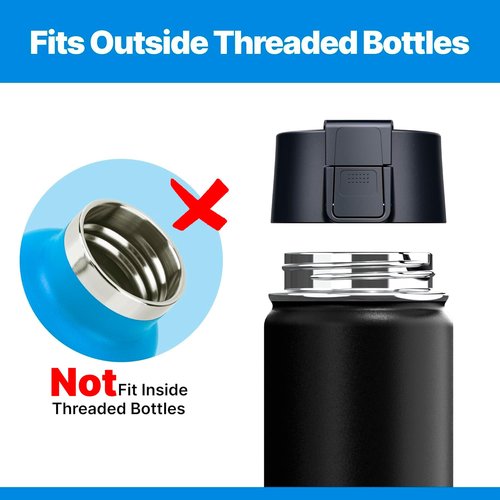 Bluwing Auto Flip Lid for Hydro Flask 12 16 18 20 32 40 64oz Wide Mouth Water Bottles, Replacement Lid Cap with Button Lock for Thermoflask, koodee, Iron Flask and Other Wide Mouth Bottles
