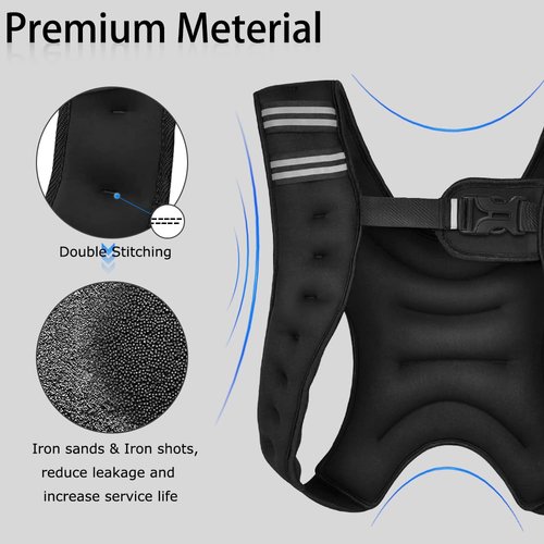 Kvittra Weighted Vest 11 lbs Weights with Reflective Stripe, Weighted vest for Men Women Workout Equipment, Body Weight Vests for Training Workout, Jogging, Cardio, Walking, Elite Workout Equipment