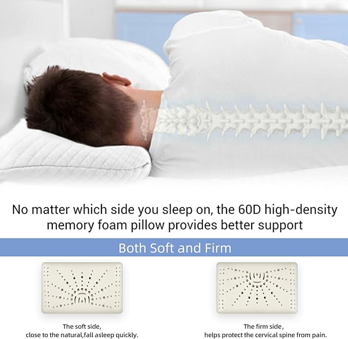 Camping Pillow Lightweight, Easy to Carry, Memory Foam Travel Pillow, Backpacking Pillows, Portable Pillows with Travel Storage Bag, Removable Pillow Cover (White)