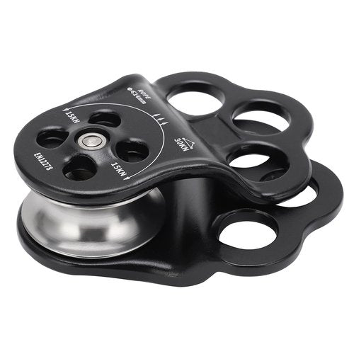 SUNGOOYUE 3 Hole Side Plate Pulley, Triple Hanging Points 30KN Aviation Aluminum Alloy Dual Bearing Hitch Climber Pulley for Climbing Rescue Aerial Work