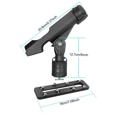 Kayak Fishing Rod Holder , Fishing Boat Rods Holder with T-Shaped Screw, 360° Adjustable Kayak Fishing Pole Holder Mounted Track or Kayak,