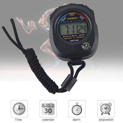 Stopwatch Timer, 2 Pcs Digital LCD Stopwatch Timer, Multifunctional Referee and Athletic Meetings Timer for Racing, Running, Swimming, etc, Time, Calendar and Alarm Display