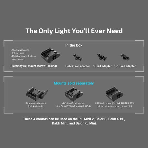 OLIGHT PL-Mini 3 Valkyrie 600 Lumens Compact Tactical Picatinny/GL/Hellcat Rail-Mounted Weaponlight with Two Included Rechargeable and Removable Battery, Pistol Light with Strobe Mode (Black)