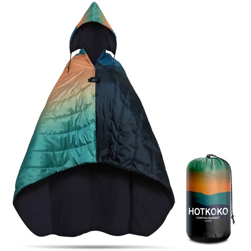 hotkoko Waterproof Stadium Blanket, Fleece Camping Blanket Wearable Soft Warm Camp Blanket for Outdoor Camping, Picnic, Stadium, Sports, Beach, Car