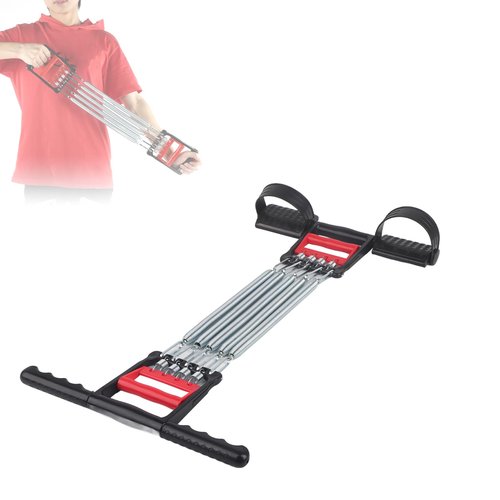 Chest Expander, 65KG Load Detachable Pedal Steel Spring Resistance Bands Chest Expander Fitness Equipment Puller Hand Grip Muscle Training Exerciser