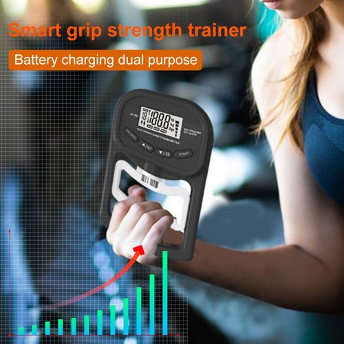 Grip Strength Tester Trainer and Dynamometer, Hand Grip Strengthener Gripper, Digital Grip Strength Tester with LCD Display for Grip Strength Testing and Training, 396lbs / 180kg