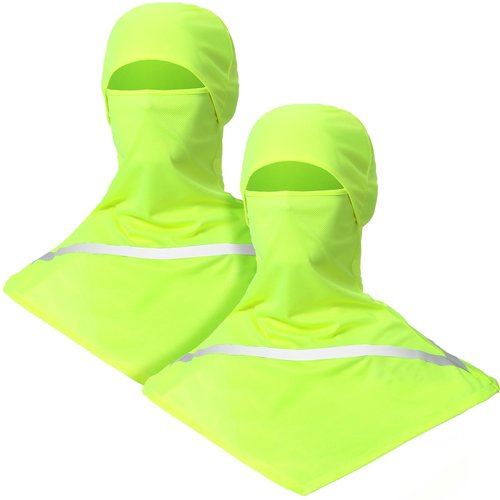 Seematn 2 Pcs Balaclava Summer Sun Protection Full Face Mask Long Neck Cover for Men Women with Reflective Strip Cooling(Neon Yellow)