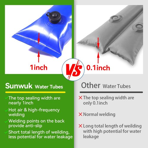 Pool Water Bags for Pool Covers, Sunwuk 0.7mm (21GA) Thickness Heavy-Duty Pool Water Bags, 10 Pack 10Ft Pool Cover Weights for Inground Pool Cover
