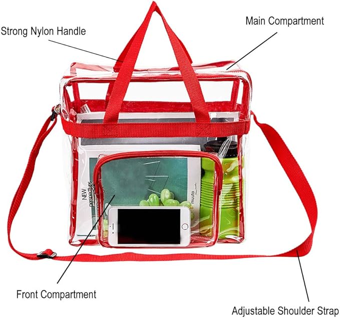 Clear Bag Stadium Approved,Stadium Security Travel & Gym Clear Tote Bags,12"x 6"x12"