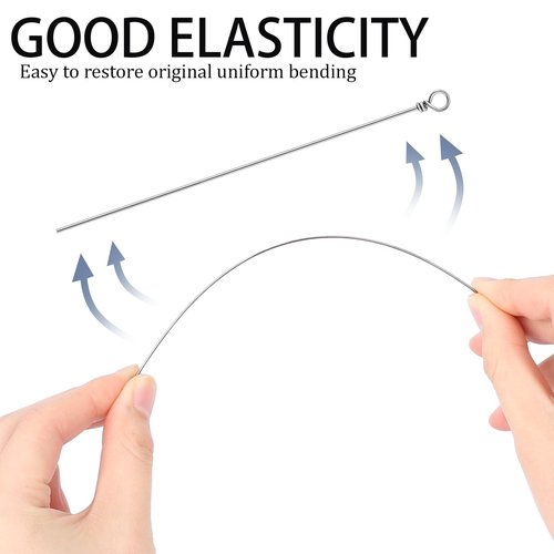 100 Pack Fishing Looped Spinner Shaft, Fishing Shaft Wire Stainless Steel Spinner Bait Wire Fishing Spinner Shaft Fishing Lure Making Supplies Rigs for Freshwater Bass Trout Walleye Salmon Catfish