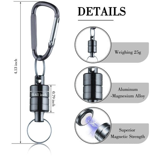 SAMIQU Quick Release Keychain,Super Strong Magnetic Key Holder for Car Key Fly Fishing Bags,Hook Hangers Gray (3)