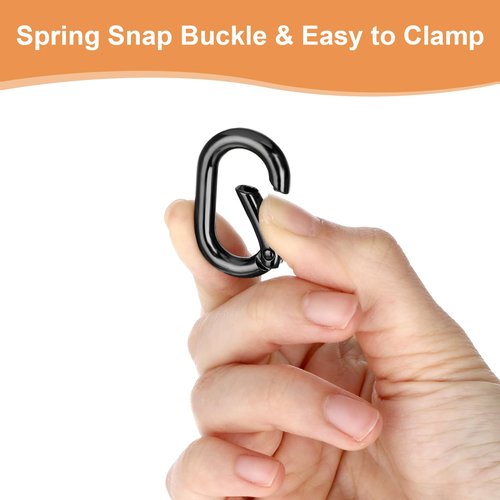 Ymapinc 10Pcs Spring Snap Hook, Oval Carabiner Clip, Tiny Metal Key Chain Clip Quick Release Car Key Ring Small Locking Carabiners Safety Chain Connector for Hiking Purse Backpack