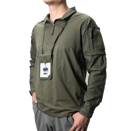 IDOGEAR Tactical ID Card Holder Visual Surface EDC Pouch with Zipper Pocket Badge Holders Credit Card Organizer Holster Neck Lanyard Hanging Hook and Loop Closure Pouches(Ranger Green)