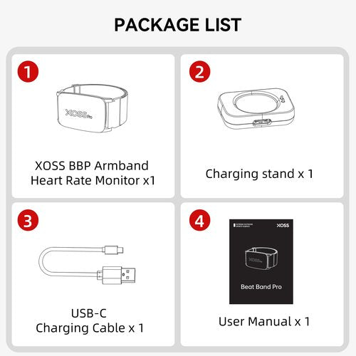 XOSS BBP Heart Rate Monitor Armband with Bluetooth5.0 & ANT+, IPX68 Waterproof & Rechargeable 60Hours Long Battery Life Heart Rate Monitor Watch, Accurate Workout Data Heart Rate Monitor for Exercise