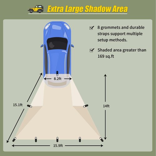 Magnetic Camping Hooks + Car Tailgate Awning, Large Tarp with Poles, Tent Hanging Hook Organizer for Canopy Magnet Clip Hanger with Carabiner