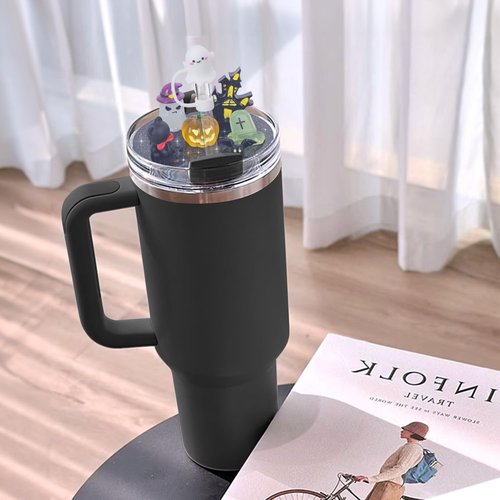 Compatible with Stanley Cup Lid Accessories Charms, Charms for Stanley Cups H2.0 Accessories 30oz 40oz with Silicone Straw Cover Cap for Tumblers (Halloween, 40oz)